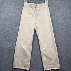 OAT Pants Women 8/29 Boho Chic Wide Leg High Rise Raw Hem